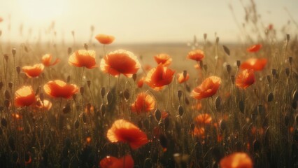Fototapeta premium Sunrise poppy field