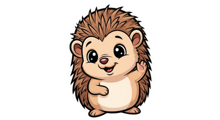 Adorable cartoon hedgehog waving hello charming spiky mammal character design cute woodland creature for children's media transparent background