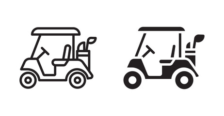  Golf Cart icon set, vector illustration.