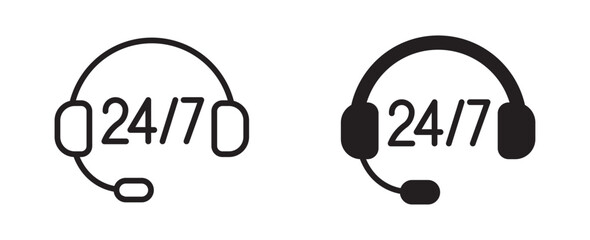 24 7 Customer Support Headset icon set,  Live chat icon pack. Customer service and support icon , vector illustration . 