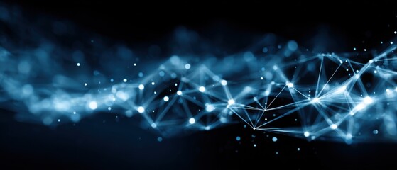 Abstract digital network, light blue on dark background