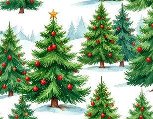 Christmas Trees Watercolor Pattern