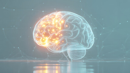 Brain Function Illustration: An artistic illustration visualizes the intricate workings of the brain, highlighting neural activity and the brilliance of human cognition.
