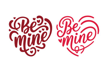 Two heart shaped valentines day designs with be mine text