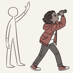 cartoon illustration of a man with a gun