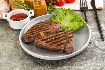 Delicus grilled beef steak with sauce