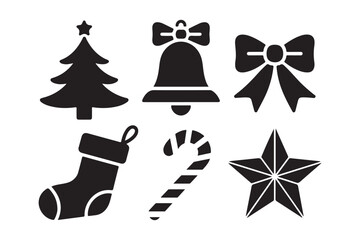 Christmas icons silhouette collection festive holiday symbols