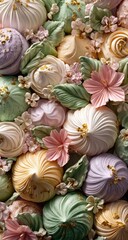 Colorful meringue dessert artistry