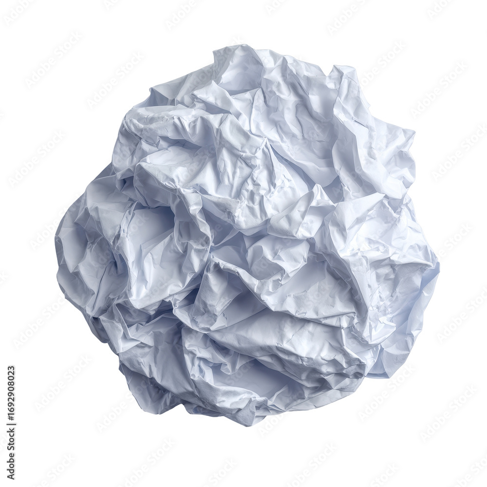 Poster crumpled white paper ball rests on a clean surface showcasing texture and form in a minimalist conte