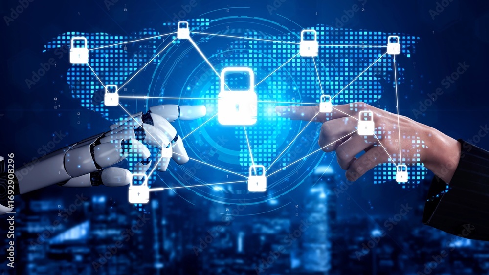 Poster cyber security protection and cyber security strategies against cyber threats, system hacks, digital