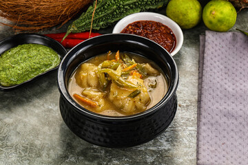 Chinese wonton soup with dumplings