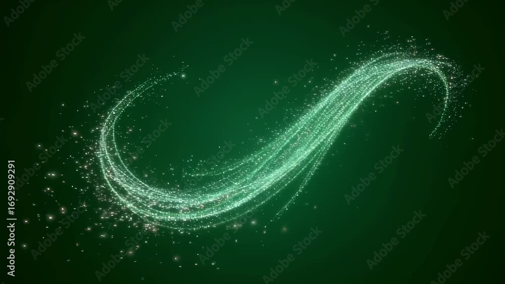Poster luminous sparkler swirling into a loop pattern isolated on green perfect for adding magical or celeb