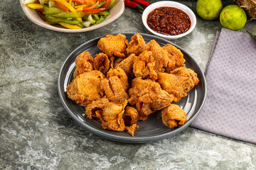 Golden crispy Breaded calamari snack