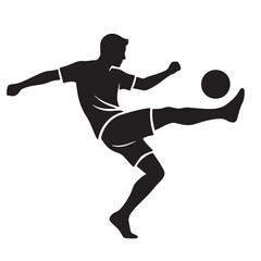 Soccer player kicking ball silhouette vector