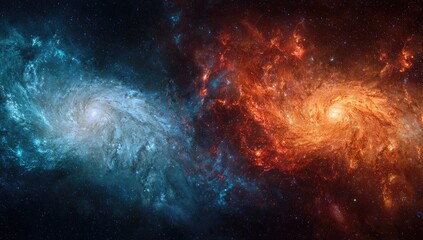 Fototapeta premium Cosmic spiral galaxies, vibrant hues