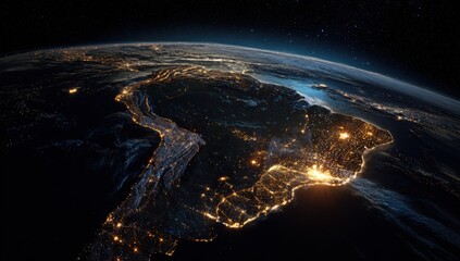 Earth at night, South America highlighted (2)