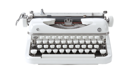 Minimalist retro typewriter mockup design isolated on transparent background 