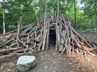 stick fort in forest