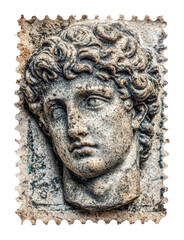 Obraz premium PNG Ancient sculpture postage stamp