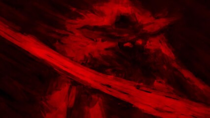 Scary villain in a big hat waves a knife. Dark 2d animation.  Motion graphics. VJ loops and music clips. 4K grunge video with brush strokes. Animated film nightmares for creepy Halloween. Red black.