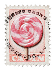 Obraz premium PNG Halloween candy lollipop vintage postage.