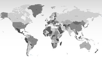 World map. Grey modern vector map. Silhouette map