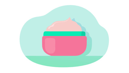 Illustration of pink face cream jar for skincare beauty product and cosmetic container for moisturizer use