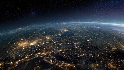 Obraz premium Earth's European network, night view