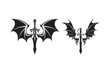 Gothic sword with bat wings silhouette design