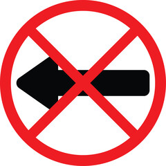 No Left Turn Prohibited Road Traffic Sign Vector Illustration Isloated On White Background