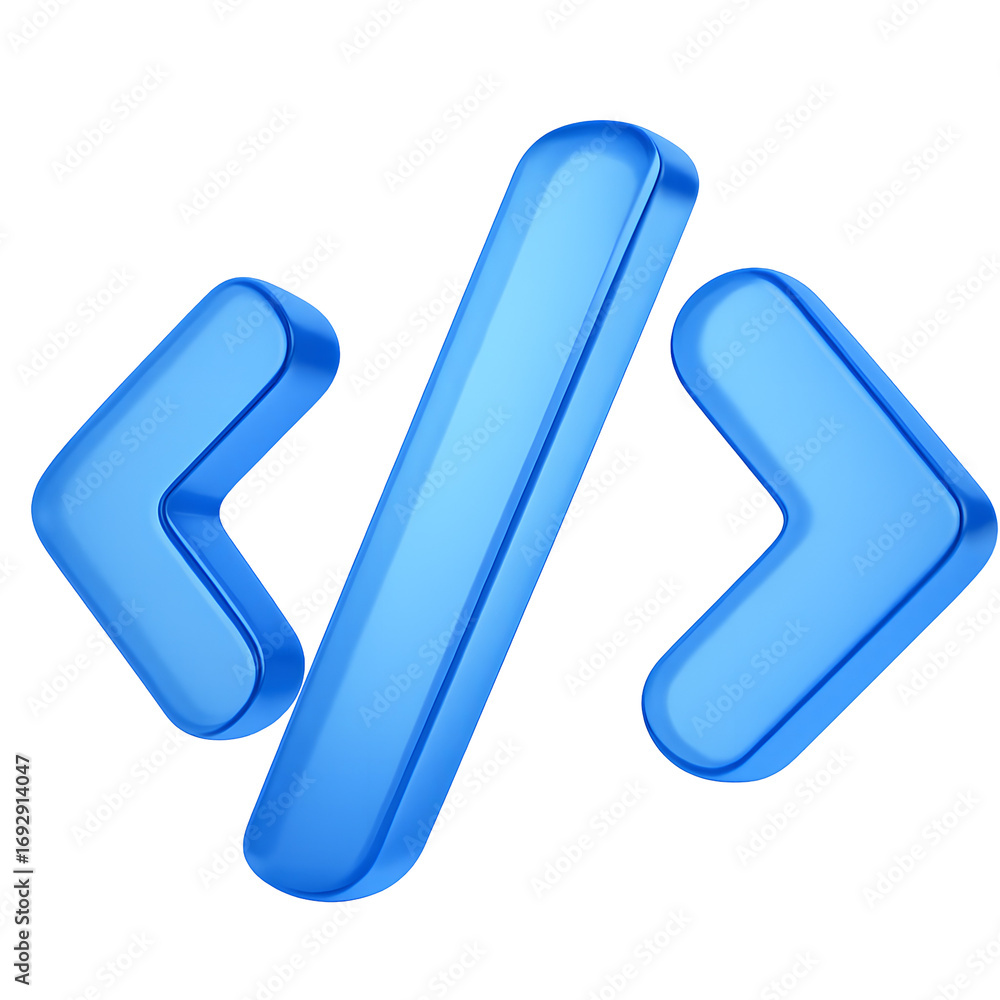Poster blue glowing code brackets symbol isolated on transparent background