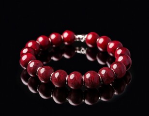 garnet beaded bracelet on a black background