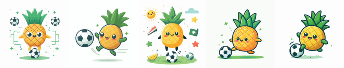 cute pineapple vector playing ball