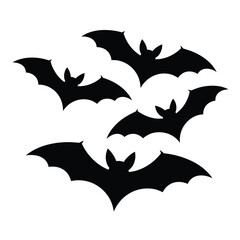 Naklejka premium Silhouette of a swarm of bats flying against a white background