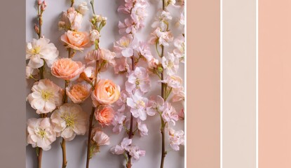 Pastel floral arrangement with color palette