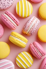 Obraz premium Pink and yellow macarons creating a vibrant backdrop