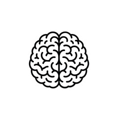 Simple line art icon of a human brain seen from above