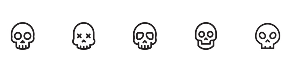 Skull icon set. Skull and crossbones icon. Skull symbol logo icon. Vector Illustration. 
