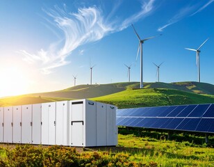 wind turbine and solar with BESS CONTAINERS 