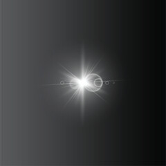 Bright White Light Burst with Lens Flare on Dark Gradient Background