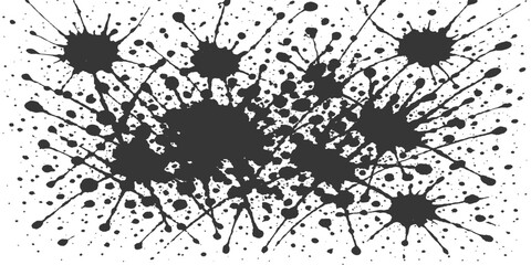 An abstract black and white floral grunge pattern with ink splats and splashes for a dirty texture design