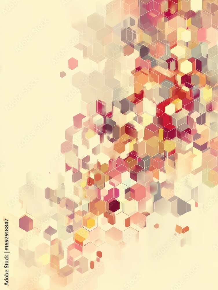 Poster exploration of botulinum therapy application with colorful hexagonal patterns in a clinical setting