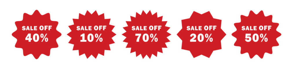 Set of discount label, Sale tags collection sale banner for promotional 10% off, 70% off, 20% off special offer tag sticker design. vector illustration. 