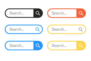 Obraz premium A vector illustration of a colorful set of search bar icons designed for internet browsers, websites, and apps as a web page design element