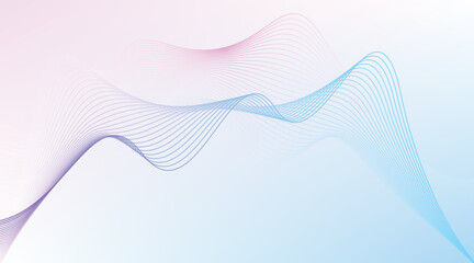 Minimal abstract gradient wave with blue and pink curved line design for futuristic background, technology wallpaper, and elegant presentation template