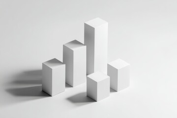 Obraz premium Abstract geometric shapes, white cubes, rising bar graph