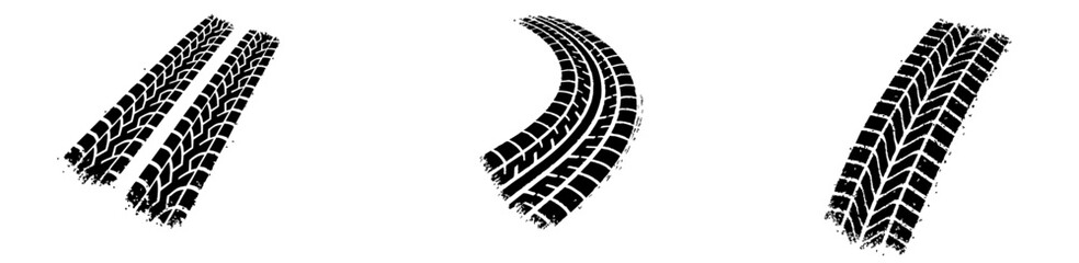 Curved Skid Marks Vector Illustration Set of Car Drift Tire Tracks for Road, Racing, and Transportation Design © Aris