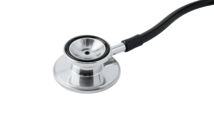 Close-up studio shot of a stethoscope's diaphragm Isolated on transparent background, png