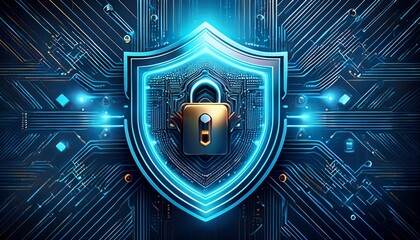 digital security symbol on a blue background