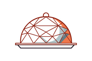 Restaurant cloche serving dish cover geometric design icon